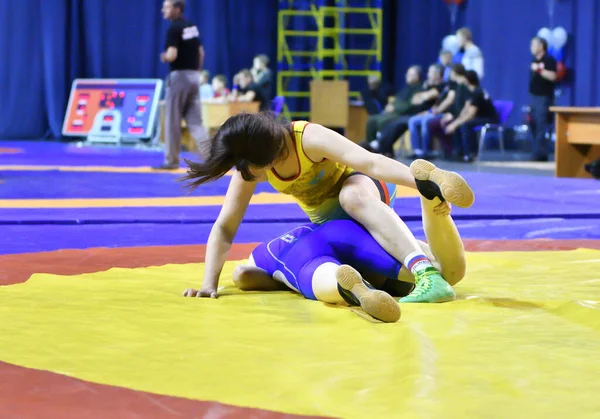 Orenburg Rússia Outubro 2017 Meninas Competem Wrestling Esportivo Torneio All — Fotografia de Stock