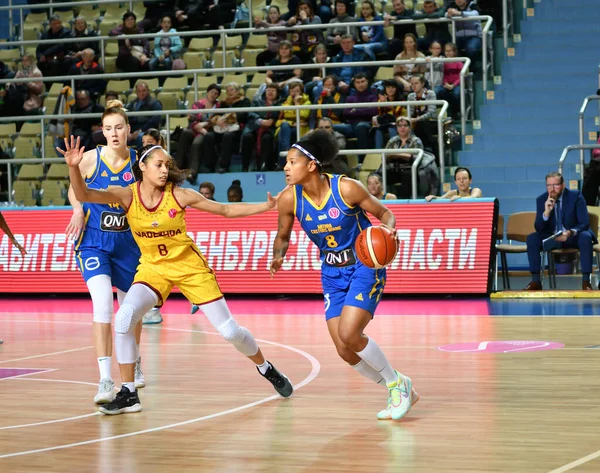 Orenburg Rusia Octubre 2019 Las Niñas Juegan Baloncesto Euroliga Partido — Foto de Stock