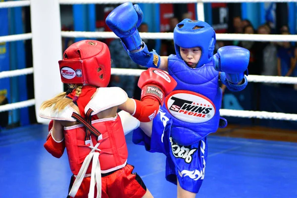 Orenburg Rusko Října 2019 Dívky Soutěží Thajském Boxu Muay Thai — Stock fotografie