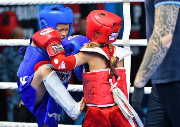 Orenburg Russia October 2019 Girls Compete Thai Boxing Muay Thai — Stock Photo, Image