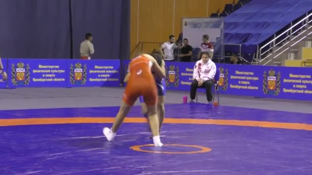 Orenburg Rússia Outubro 2020 Meninas Competem Wrestling Esportivo Torneio All — Vídeo de Stock