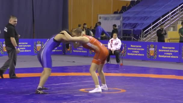 Orenburg Rusko Říjen 2020 Dívky Soutěžit Sportovním Wrestlingu All Russian — Stock video