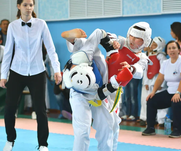 Orenburg Rusland Oktober 2019 Jongens Nemen Deel Aan Taekwondo Het — Stockfoto