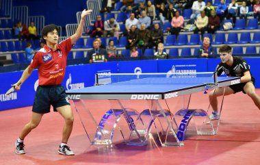 Orenburg, Rusya - 28 Eylül 2017: Çocuk Avrupa Şampiyonlar Ligi masa tenisi 