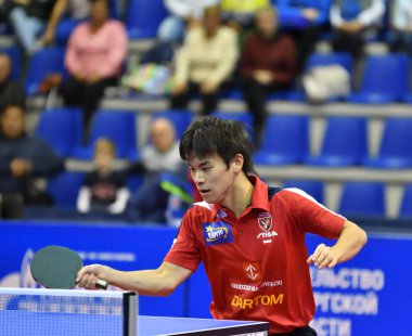 Orenburg, Rusya - 28 Eylül 2017: Çocuk Avrupa Şampiyonlar Ligi masa tenisi 