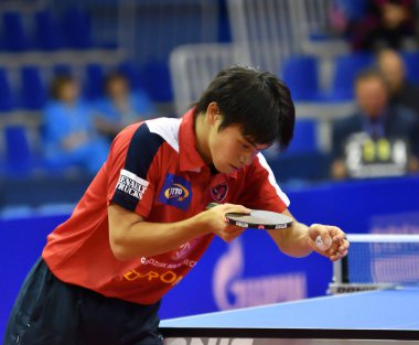 Orenburg, Rusya - 28 Eylül 2017: Çocuk Avrupa Şampiyonlar Ligi masa tenisi 