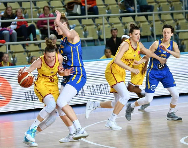 Orenburg Rusko Října 2019 Dívky Hrají Basketbal Euroligový Zápas Mezi — Stock fotografie