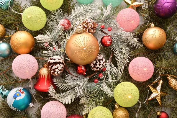 Colorful Christmas Garland Decorative Decorations Christmas Tree — Stock Photo, Image