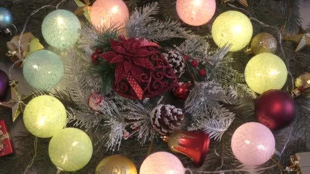 Ghirlanda Natale Colorata Decorazioni Decorative Albero Natale — Video Stock
