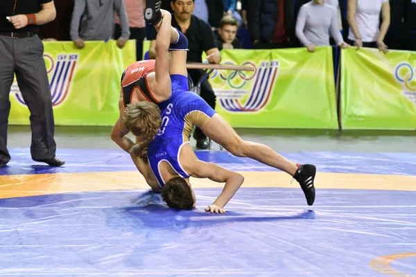 Orenburg Russia March 2017 Young Men Compete Sports Wrestling Volga — Stock Photo, Image