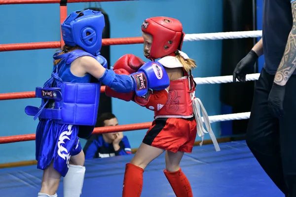 Orenburg Russie Octobre 2019 Les Filles Concourent Boxe Thaïlandaise Muay — Photo