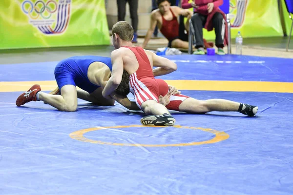 Orenburg Russia March 2017 Young Men Compete Sports Wrestling Volga — Stock Photo, Image