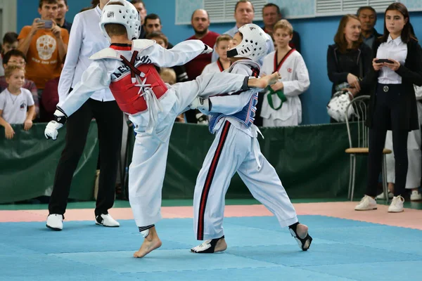 Orenburg Rusland Oktober 2019 Jongens Nemen Deel Aan Taekwondo Het — Stockfoto