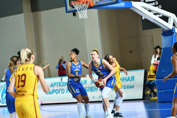 Orenburg Russia Ottobre 2019 Ragazze Giocano Basket Euroleague Tra Nadezhda — Foto Stock