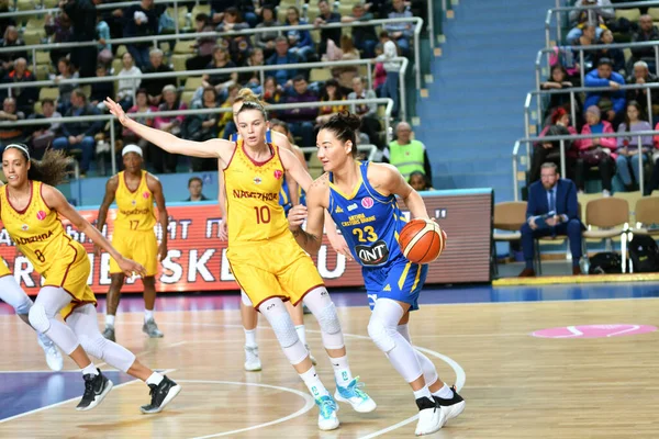 Orenburg Russia Ottobre 2019 Ragazze Giocano Basket Euroleague Tra Nadezhda — Foto Stock