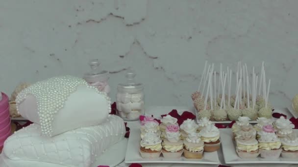 Confectionery Prepared Wedding Table — Vídeo de Stock