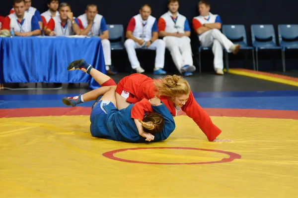 Orenburg Russia October 2016 Girls Compete Self Defense Weapons Championship — Stock Photo, Image