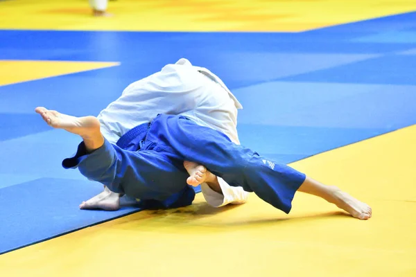 Orenburg Rusia Oktober 2017 Anak Laki Laki Berkompetisi Judo Turnamen — Stok Foto