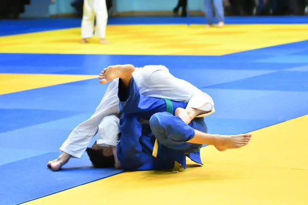 Orenburg Russia October 2017 Αγόρια Διαγωνίζονται Στο Judo Στο All — Φωτογραφία Αρχείου