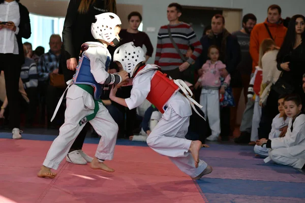 Orenburg Russland Januar 2018 Die Kinder Messen Sich Taekwondo Der — Stockfoto