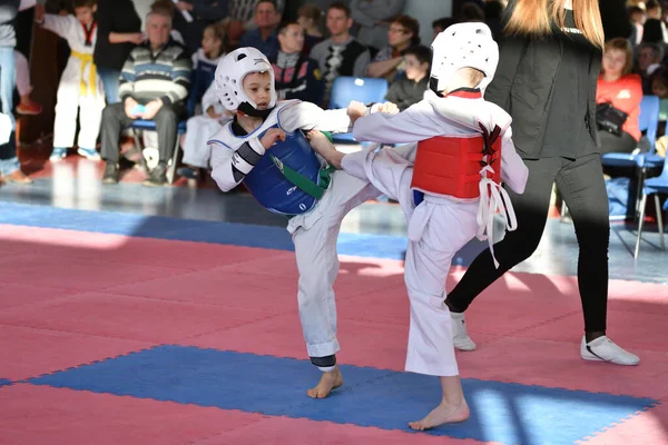 Orenburg Ryssland Januari 2018 Barnen Tävlar Taekwondo Championship School Olympic — Stockfoto