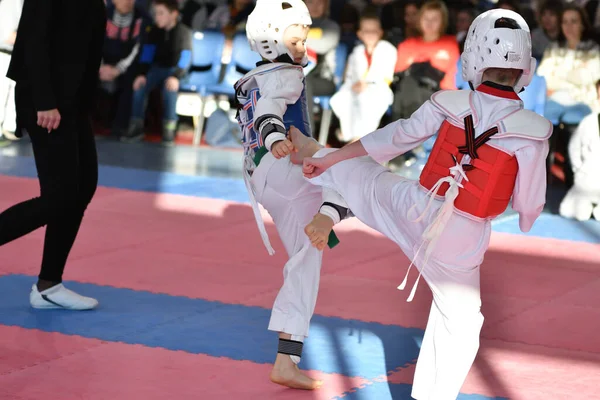 Orenburg Ryssland Januari 2018 Barnen Tävlar Taekwondo Championship School Olympic — Stockfoto