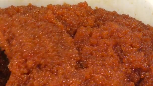 Caviar Rouge Poisson Nerka Latin Oncorhynchus Nerka Poisson Famille Saumon — Video