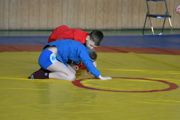 Orenburg Rusland Februari 2019 Jongenswedstrijden Zelfverdediging Zonder Wapens Kampioenschappen Schoolsporten — Stockfoto