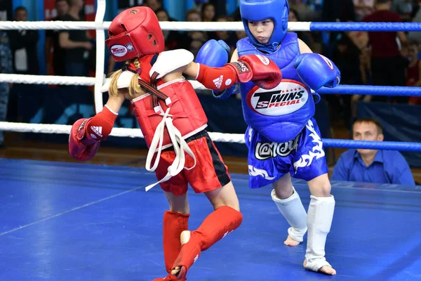 Orenburg Russia Ottobre 2019 Ragazze Competono Nella Boxe Thailandese Muay — Foto Stock