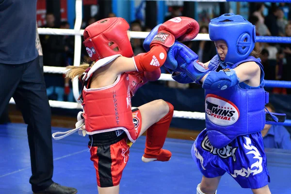 Orenburg Russie Octobre 2019 Les Filles Concourent Boxe Thaïlandaise Muay — Photo
