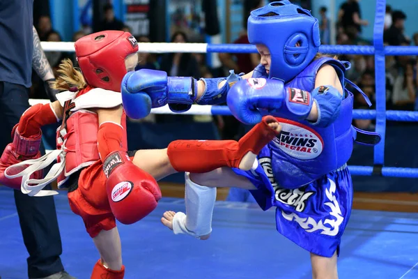 Orenburg Russia October 2019 Girls Compete Thai Boxing Muay Thai — Stock Photo, Image
