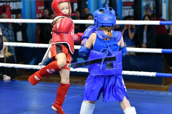 Orenburg Russia October 2019 Girls Compete Thai Boxing Muay Thai — Stock Photo, Image