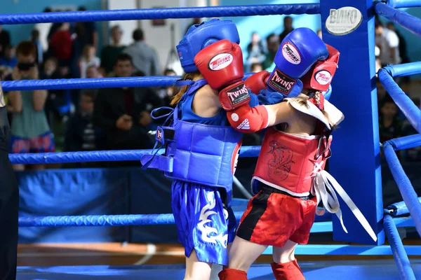 Orenburg Russia Жовтня 2019 Girls Competition Thai Boxing Muay Thai — стокове фото