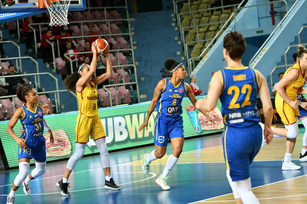 Orenburg Rusia Octubre 2019 Las Niñas Juegan Baloncesto Euroliga Partido — Foto de Stock