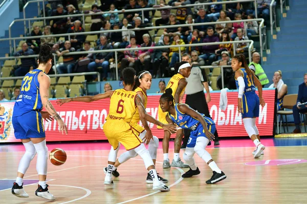 Orenburg Rusia Octubre 2019 Las Niñas Juegan Baloncesto Euroliga Partido —  Fotos de Stock