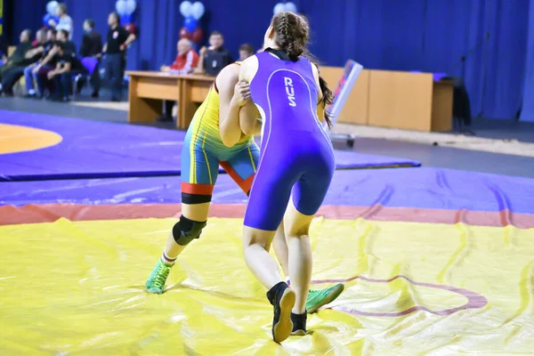 Orenburg Russia October 2017 Girls Compete Sports Wrestling All Russian — Stock Photo, Image