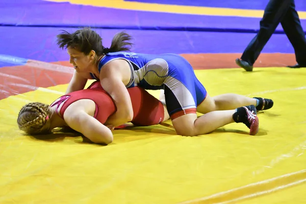 Orenburg Rusia Octubre 2017 Las Niñas Compiten Lucha Deportiva Torneo — Foto de Stock