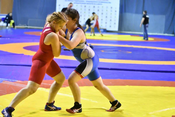 Orenburg Rússia Outubro 2017 Meninas Competem Wrestling Esportivo Torneio All — Fotografia de Stock