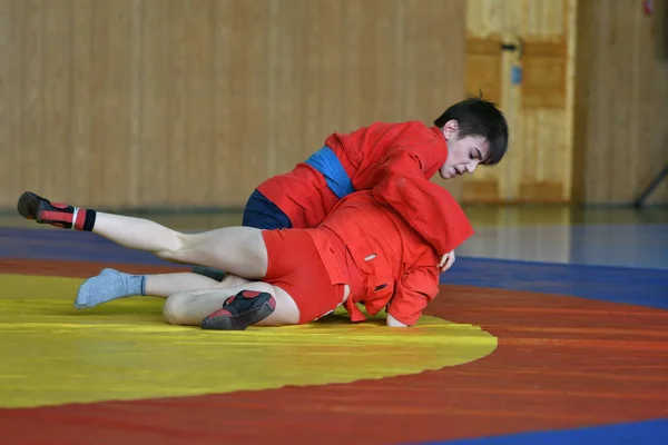 Orenburg Rusland Februari 2019 Jongenswedstrijden Zelfverdediging Zonder Wapens Kampioenschappen Schoolsporten — Stockfoto