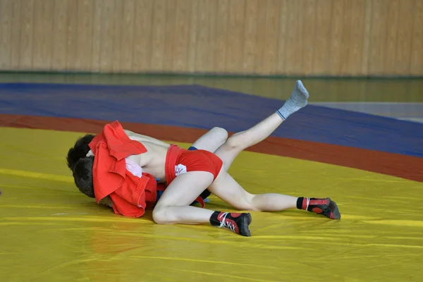 Orenburg Rusland Februari 2019 Jongenswedstrijden Zelfverdediging Zonder Wapens Kampioenschappen Schoolsporten — Stockfoto