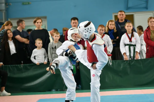 Orenburg Rusia Octubre 2019 Los Niños Compiten Taekwondo Artes Marciales — Foto de Stock