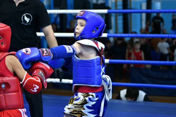 Orenburg Russia October 2019 Boy Compete Thai Boxing Orenburg Cup — Stock Photo, Image