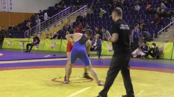 Orenburg Rússia Março 2017 Menino Compete Wrestling Esportivo Volga Federal — Vídeo de Stock