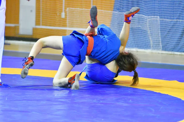 Orenburg Russia February 2019 Girls Competitions Self Defense Weapons Championship — Stock Photo, Image