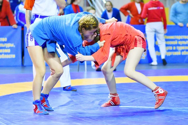 Orenburg Rússia Fevereiro 2019 Competições Meninas Autodefesa Sem Armas Campeonato — Fotografia de Stock