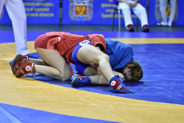 Orenburg Rússia Fevereiro 2019 Competições Meninas Autodefesa Sem Armas Campeonato — Fotografia de Stock