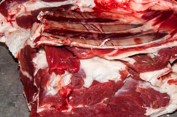 Fresh meat of mutton is sold at the Bazaar — Stock Image Fresh meat of mutton is sold at the Bazaar Stock Image