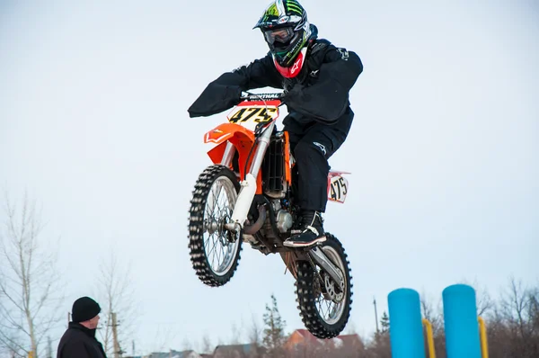 Motocross v zimě. — Stock fotografie