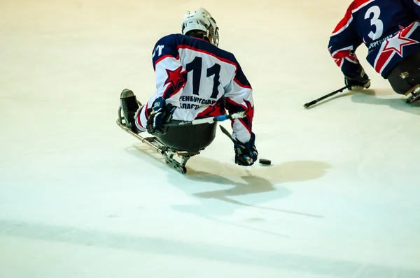 Hra v sledge hokejový — Stock fotografie