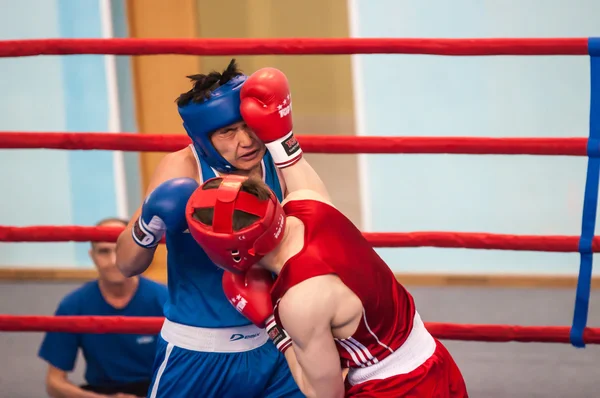 Fight boxers, Orenburg, Russia — Stock Photo, Image